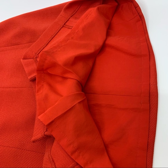 LOFT Ann Taylor Solid Orange Slit Front Cross Weave Lined Mini Skirt Size 2 - Picture 10 of 16